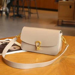 Ladies' Genuine Leather Small Shoulder Bag, Casual and Fashionable Quality Handbag, Women's Cow Leather Square Underarm Bag