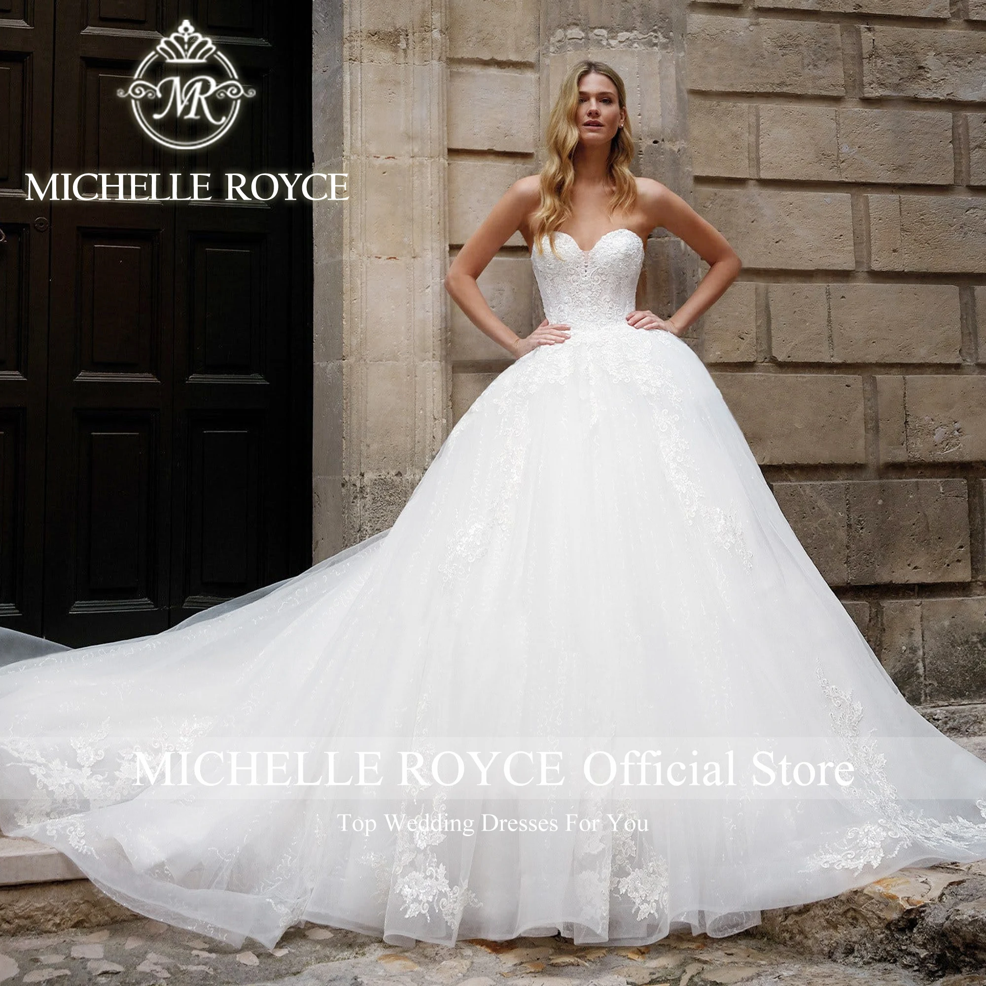 Michelle Royce ชุดชุดราตรีงานแต่ง2023หรูหราคนรัก appliques เลื่อม organza ชุดเจ้าสาวที่สวยงาม vestidos de Novia