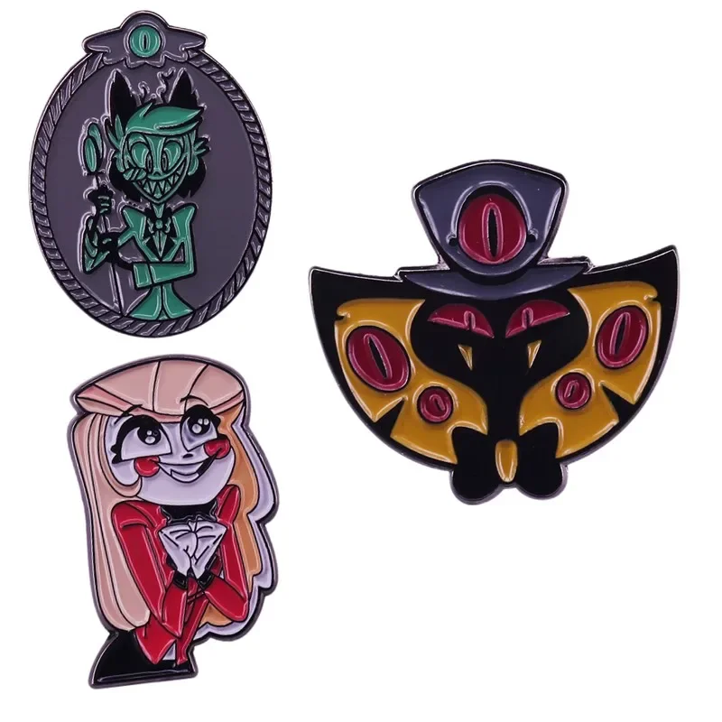 Hard Enamel Pins Infamous Alastor Villain Snake Demon Sir Pentious Lapel Pin Charlie Brooch Hotels Demons Backpack Badges Gifts