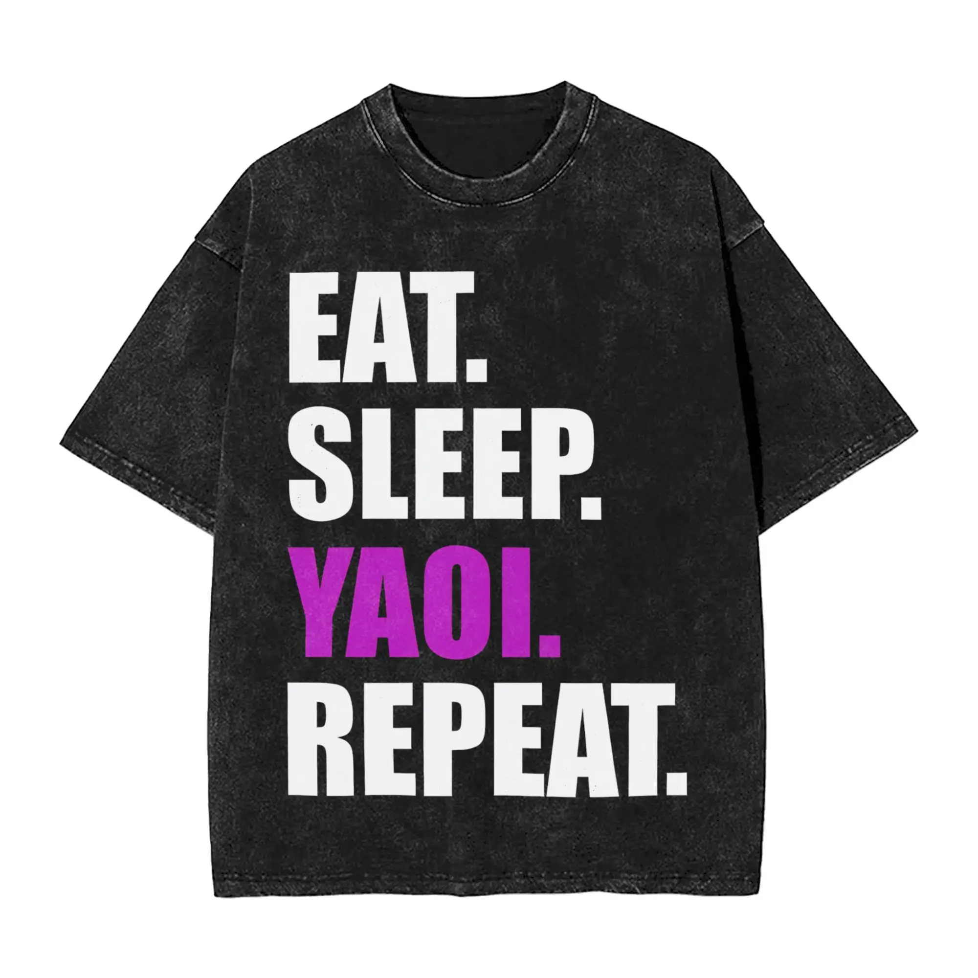 Eat Sleep Yaoi Repeat T-Shirts Men  Funny 100% Cotton Tee Shirt Crew Neck Short Sleeve T Shirt Printed Clothing