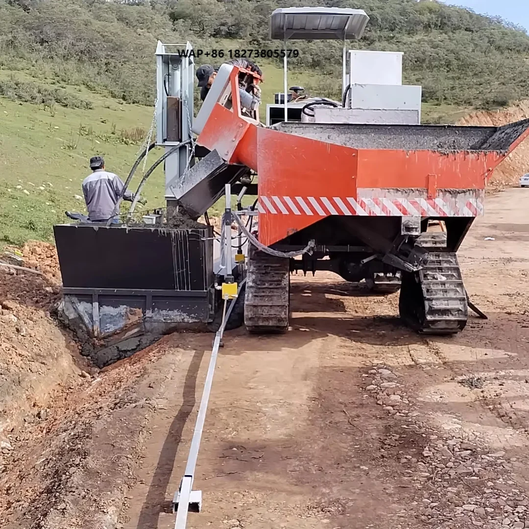 Automatic Crawler Slipform Concrete Curb Paver Machine for Road Kerb and Drainage Ditch Construction Projects