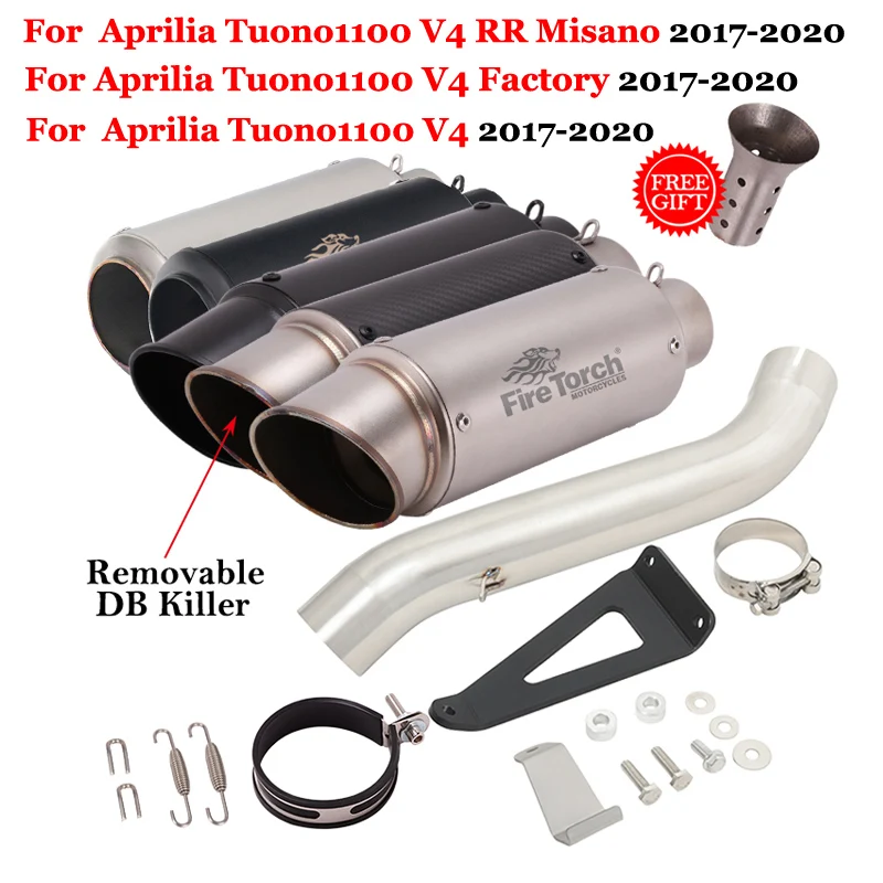 Motorcycle Exhaust Escape Modify Muffler Moto Middle Link Pipe DB Killer For Aprilia TUONO V4 1100 Factory RR Misano 2017 - 2020