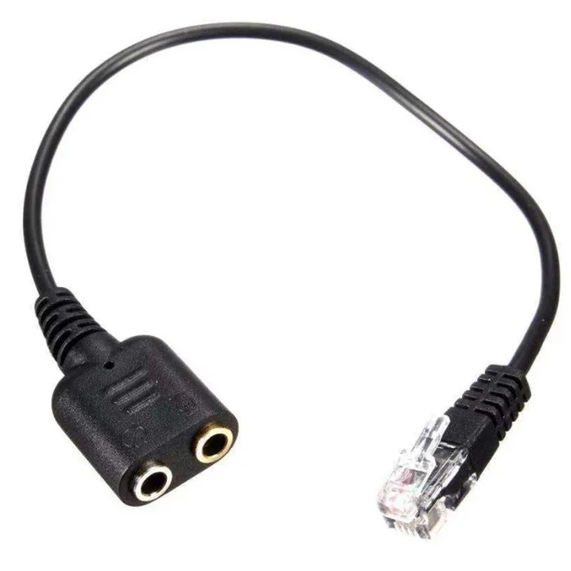 New 20cm Dual 3.5mm Audio Jack Female to Male RJ9 RJ45 Plug Adapter Convertor Cable for PC Computer Headset Telephone Devices