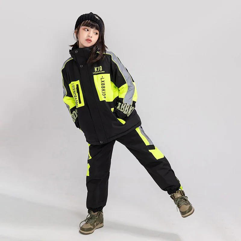 -30℃ Boy girl skiing suit waterproof 5 6 7 8 9 10 11 12 13 14 15 year old children's snow clothing Warm snowboarding Coat pant