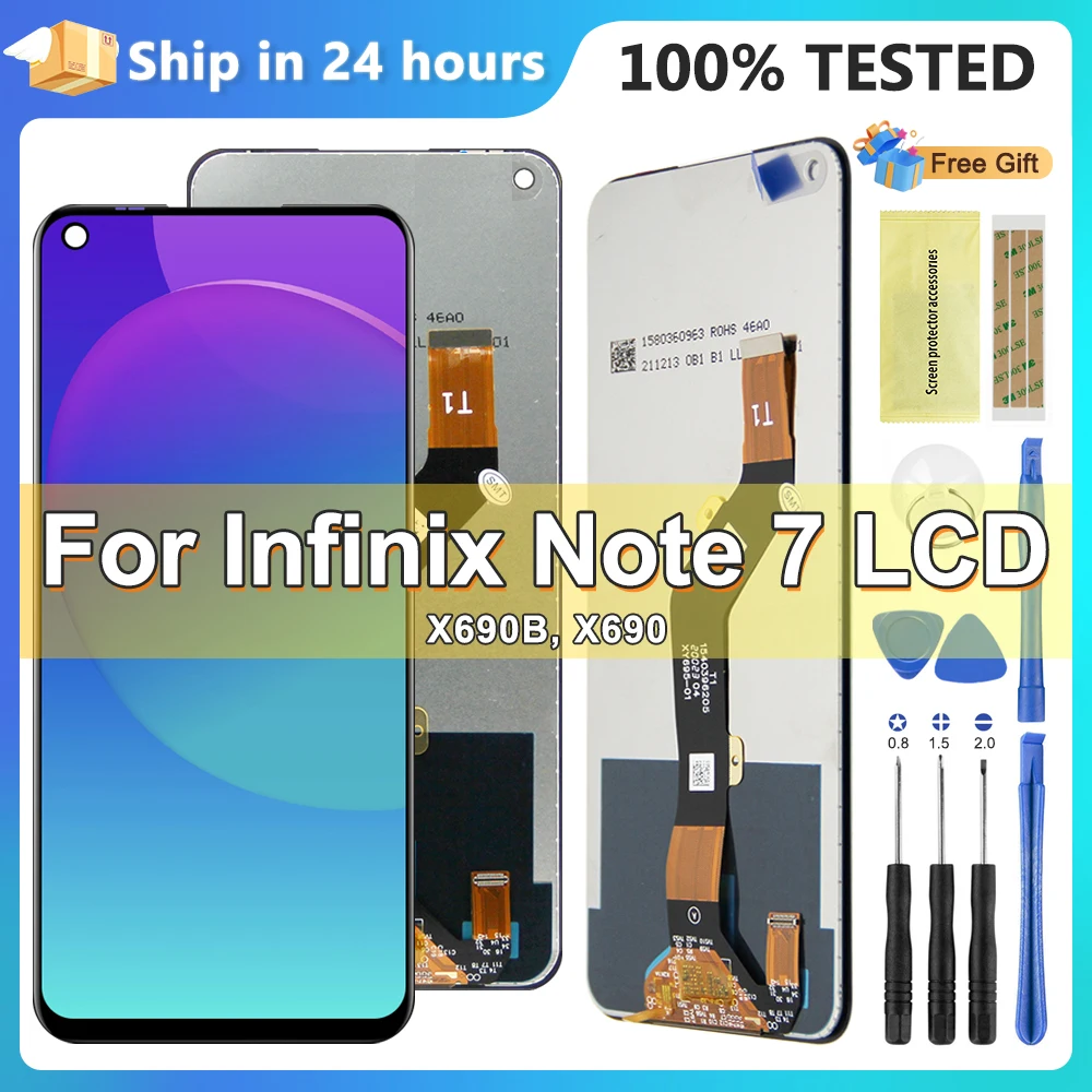 

6.95" AMOLED For Infinix Note 7 X690 X690B LCD Display Screen Touch Digitizer Assembly For Infinix Note 7 Display Replacement