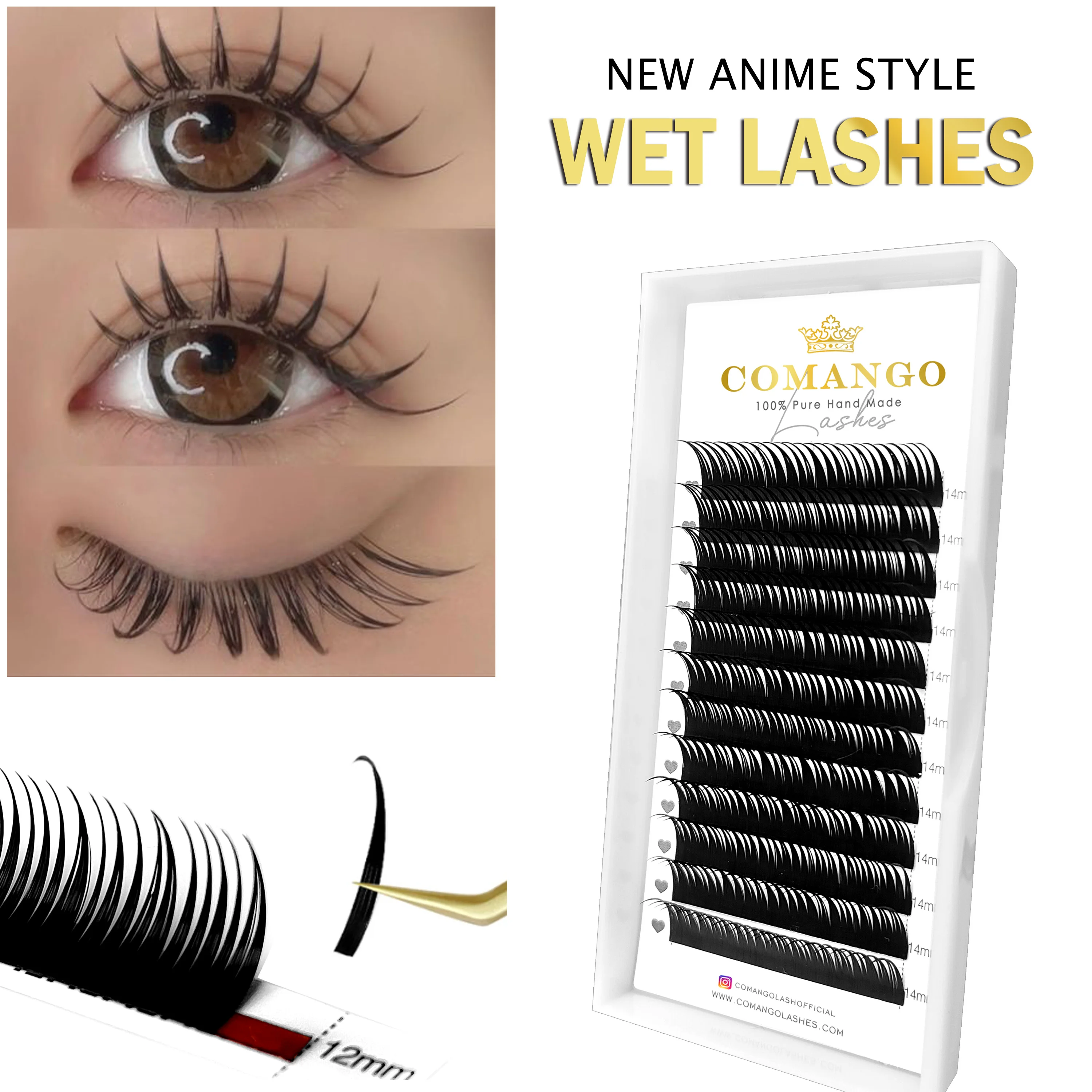 CoMango Hot sale Manga Wet Lashes Cosplay False Eyelashes Korea Fashion Anime Lashes Fast Shipping Makeup Natural Fake Lashes