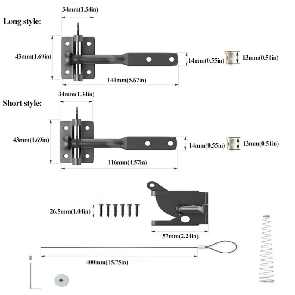 Cable de resorte de acero, puerta autoblocante de acero al carbono, cerradura de puerta abierta y resistente, cadena de tracción, cerradura de puerta automática multifunción