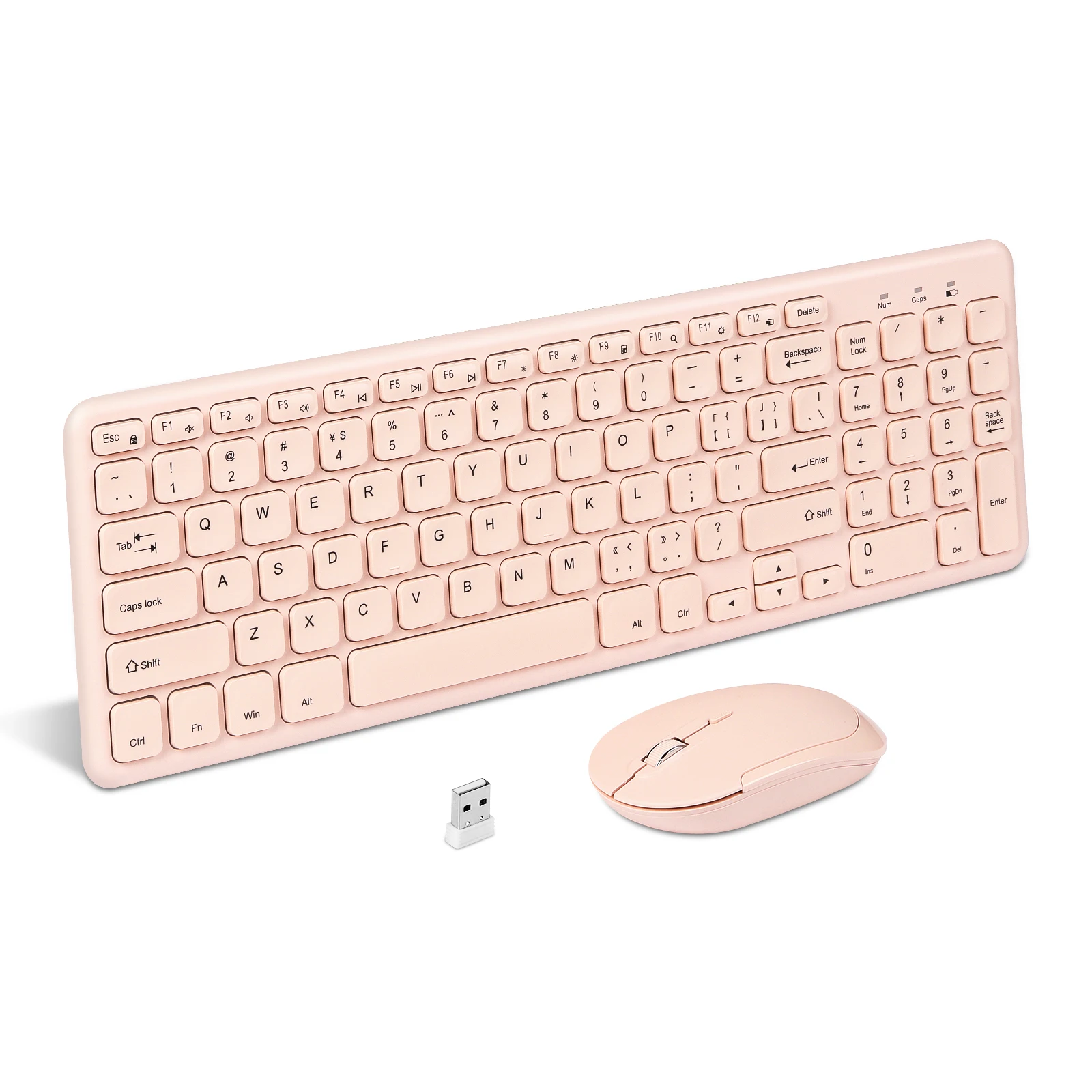 Imagem -03 - Moda sem Fio Teclado e Mouse Combo Gamer Silencioso Teclados Mouse Conjunto Ultra Fino Escritório pc Teclado de Jogos Ergonômico Rosa