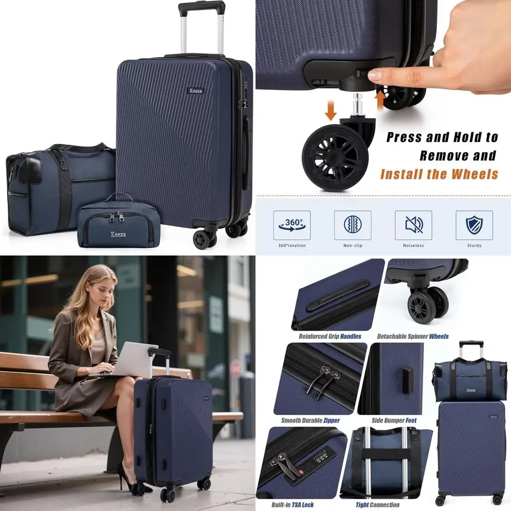 

Расширяемый комплект жесткого багажа со съемными колесами, одобренный авиакомпанией, легкие чемоданы для путешествий, 22x14x9 дюймов