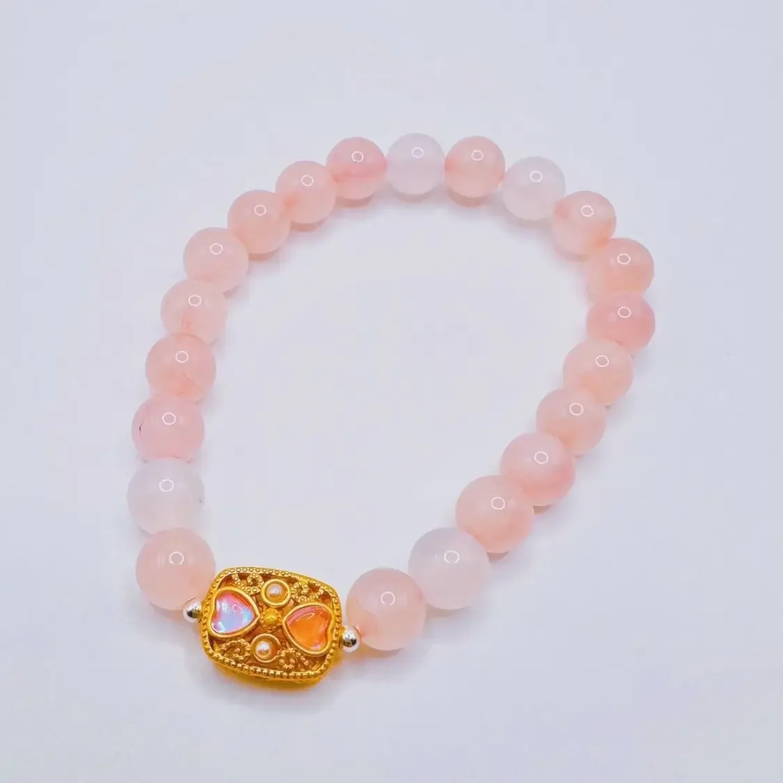 الطبيعية الوردي رومانسية العقيق سوار الأميرة Kawaii فتاة قطع ولد سيدة HandString بيرليسسينت زهر الكرز ضوء اللون الهدايا