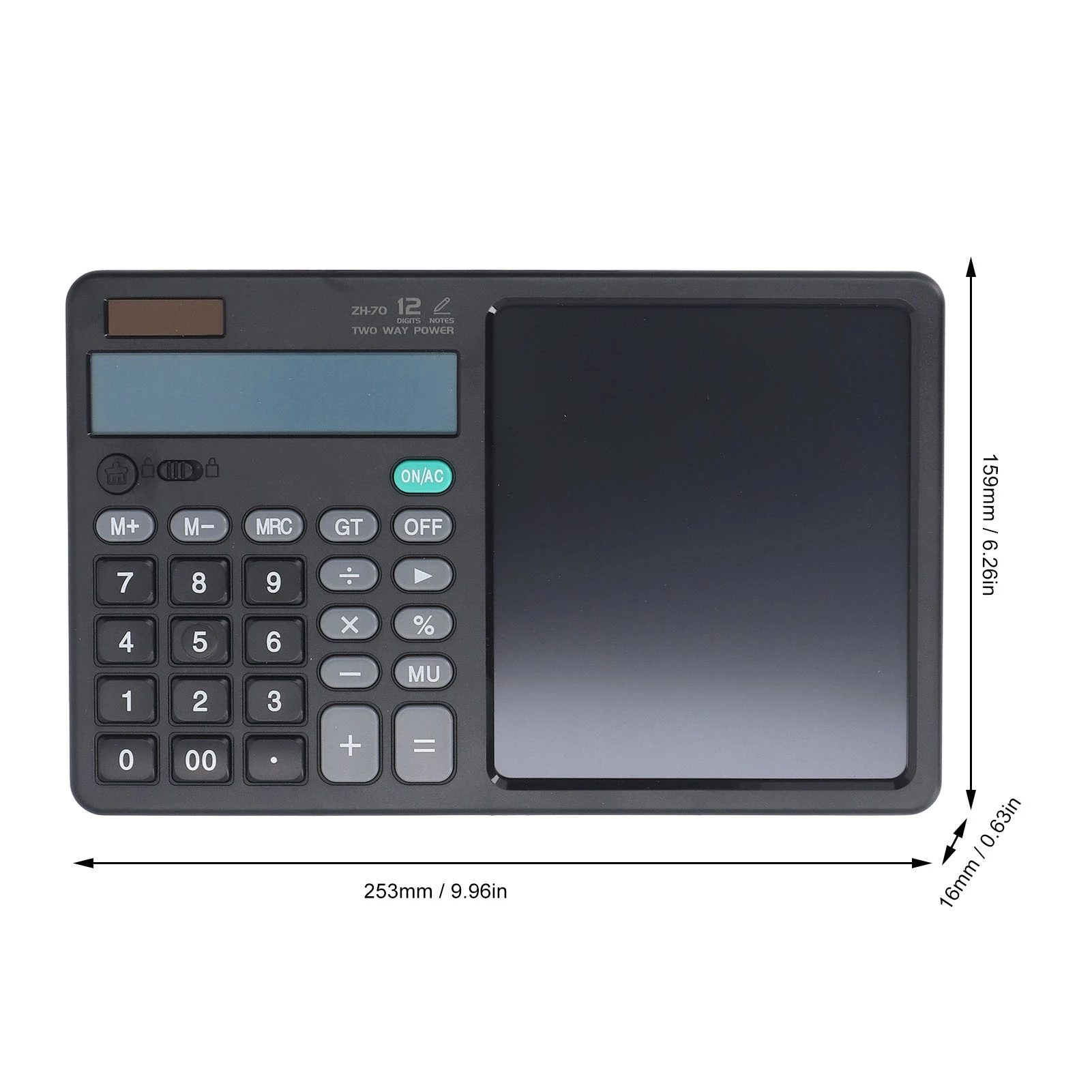 Calculator LCD Tablet Sketches Memos Math Calculator Notepad for Office Financial Accounting Black
