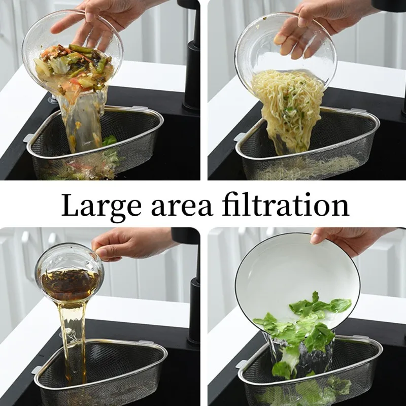 Kitchen Basket Sink Drain Rack Strainer Stainless Steel Storage Container Sponge Hanging Organizer Kitchen Bathroom Accessories