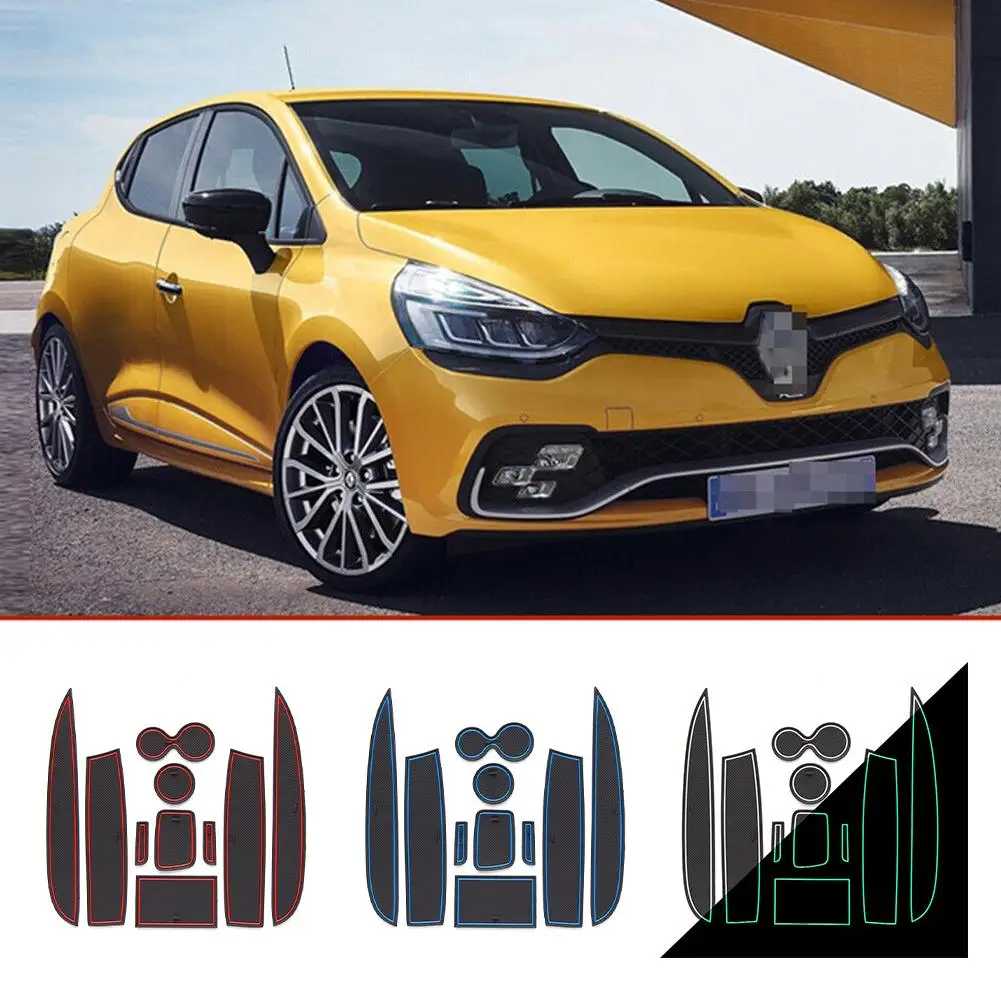 Rubber Anti-Slip Inner Gate Slot Pad Cup Holder Mats For Renault Clio 4 CLIO4 2012-2018 Door Groove Non-slip Pad Car Accessories