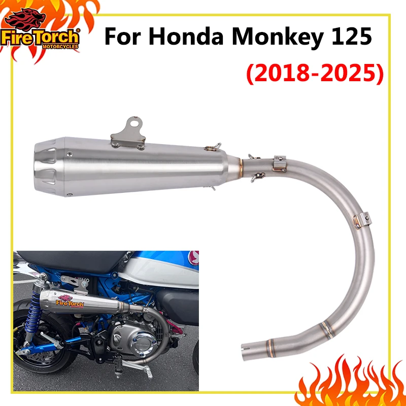

Full System Motorcycle Exhaust Escape Middle Link Pipe Muffler Moto DB Killer For Honda Monkey 125 Monkey125 2018 - 2025 Years
