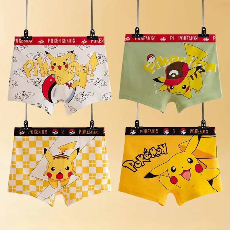 Pikachu slip 4pcs Pokemon Cartoon bambini Kawaii intimo Anime stampa pantaloni bambini breve Boxer slip intimo regali