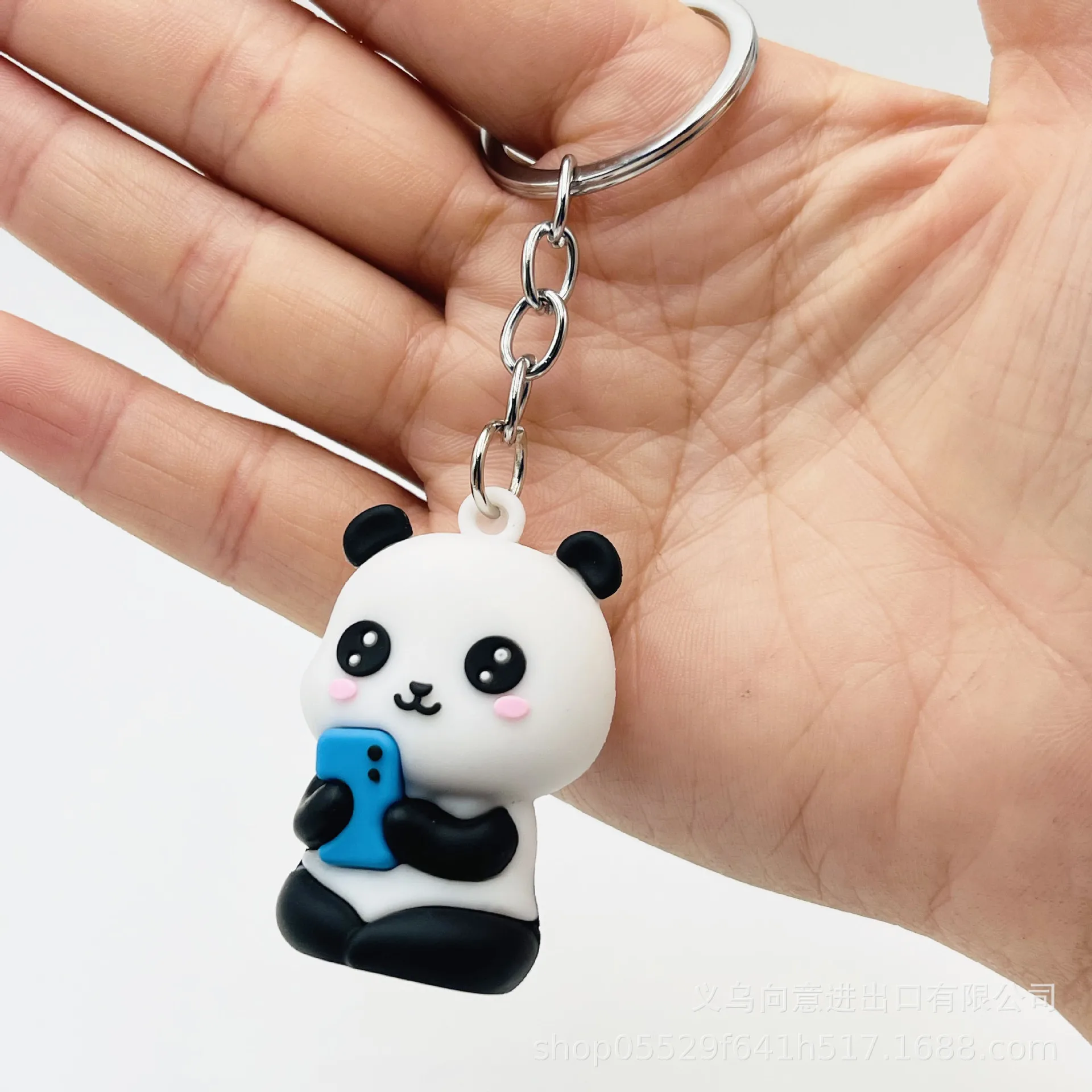 Cartoon Panda Keychain Cute Three-dimensional Soft Glue Panda Doll Bag Pendant Couple Small Pendant Activity Gift