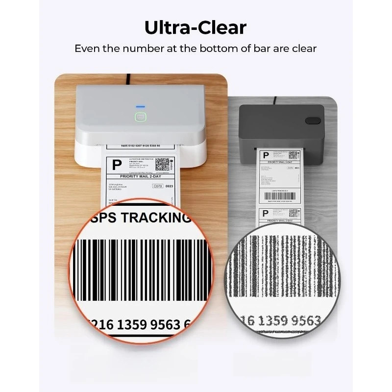 طابعة ملصقات حرارية بلوتوث RW403B، طابعة ملصقات شحن لاسلكية 4x6 للشركات الصغيرة، متوافقة مع Android