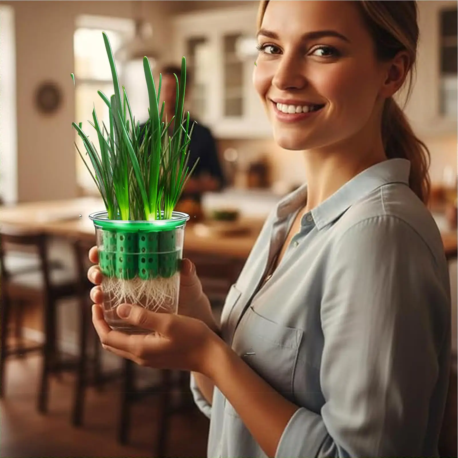 Green Onion Planter Clear Reusable Hydroponic Scallion Grower Easy to operate suspended Seedling Sprouting Kit for Garden Home ﻿