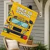 School Bus House Flag, Playful Educational Fruits Pencils Fall Yellow Burlap Double Sided Front Porch Decorative Flags for O cci