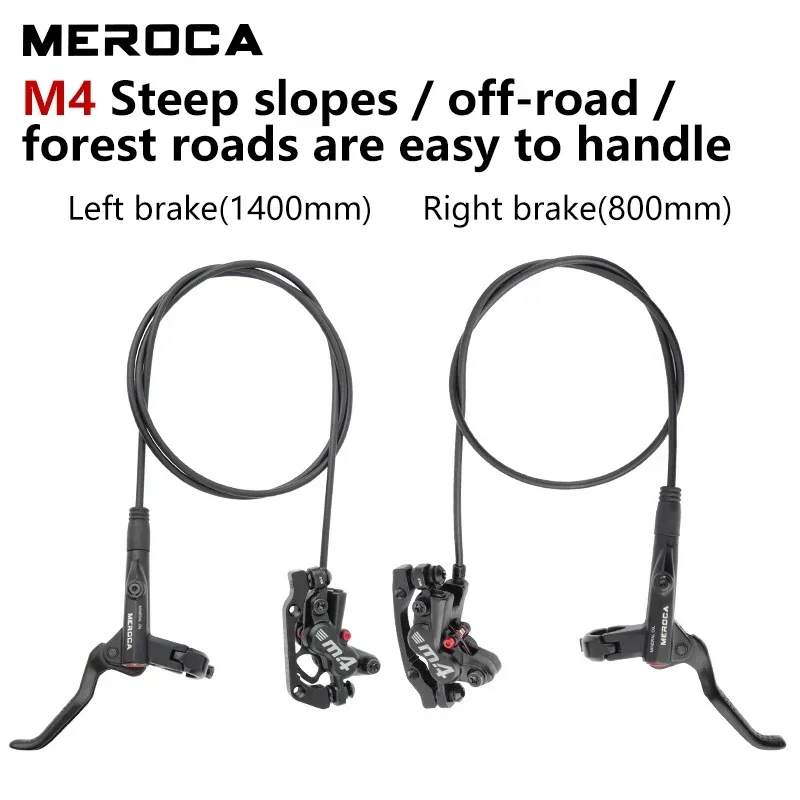 MEROCA 4 Piston MTB Brakes Bicycle Disc Hydraulic Brake 4 Pistons MTB Hydraulic Brake Caliper Clamp 800/1400mm For E4 ZEE M420