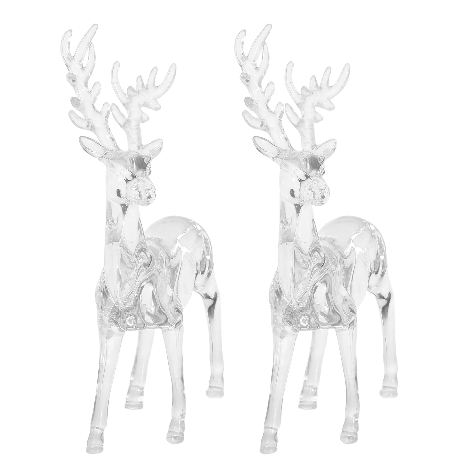 

2 Pcs Christmas Transparent Deer Pendant Decorations Acrylic Elk Statues Reindeer Figurine Gift Table Centerpiece