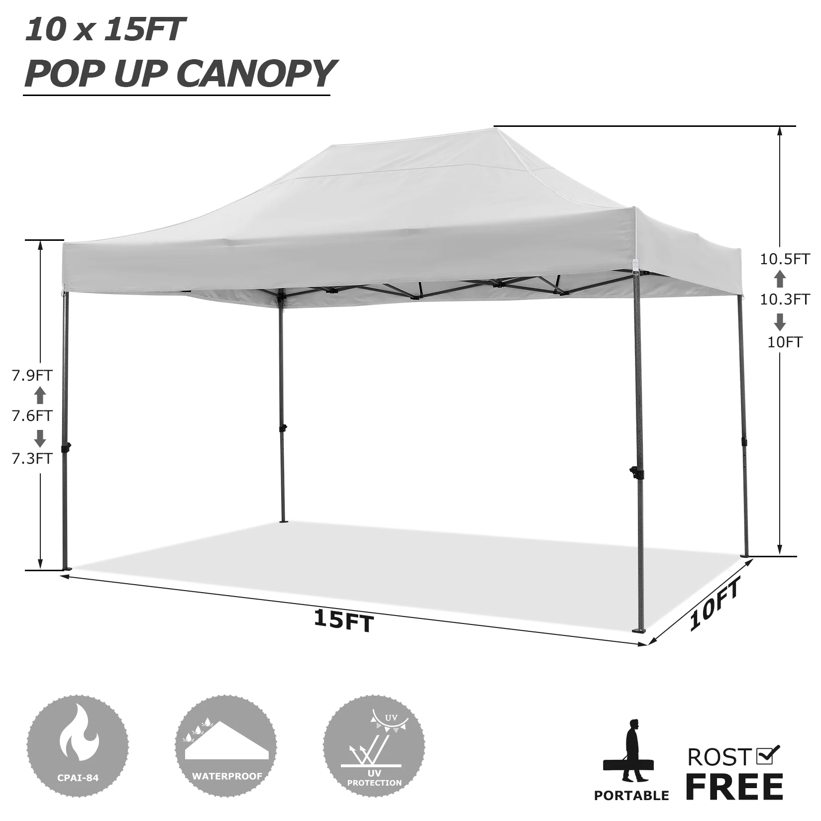 10X15 Heavy Duty Pop-Up Luifel Tent Gemakkelijk Op Commerciële Buitenluifel Bruiloftsfeest Tenten Voor Feesten Hele Seizoen Wind Prieel