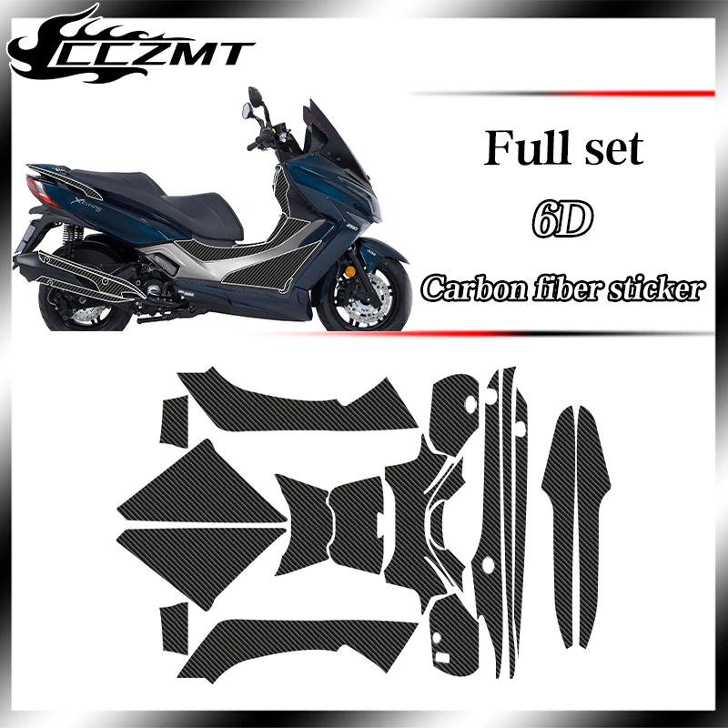 For KYMCO XCITING 250 300 6D Carbon Fiber Sticker Protective Sticker Anti Wear Sticker Fuel Tank Modification Sticker