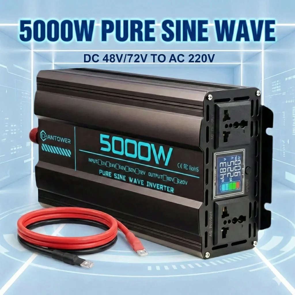 Pure Sine Wave Inverter 48V/72V 220V 2000W/3000W/4000W/5000W/6000W DC To AC Power Voltage Converter Car Solar Inverter Charger