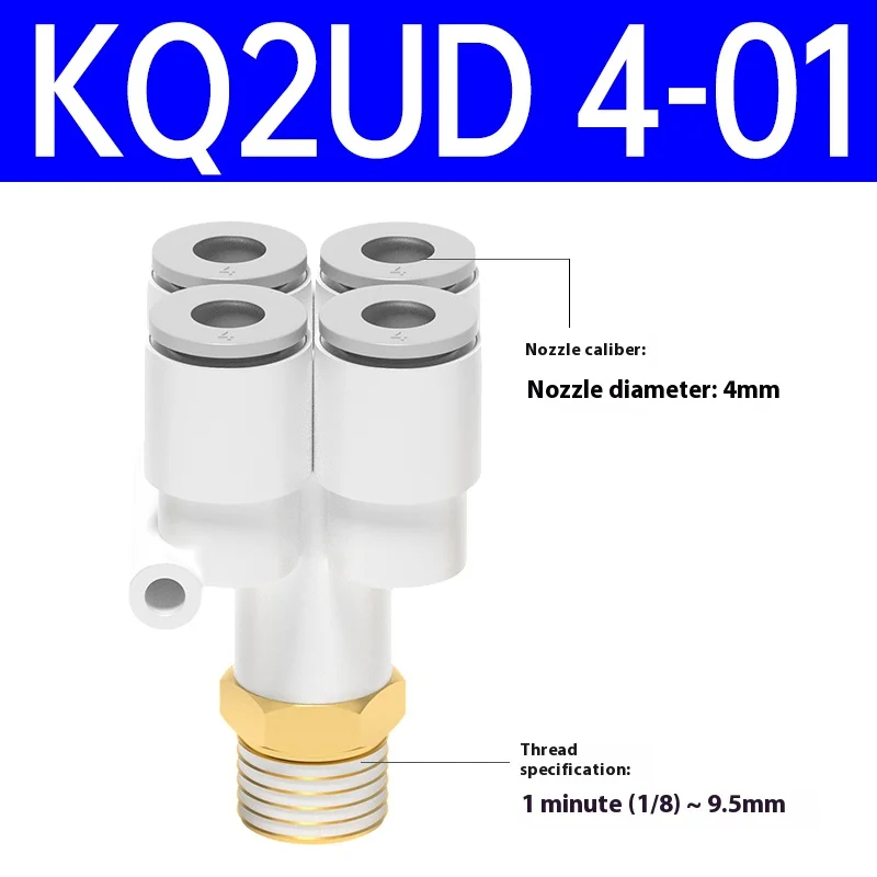 KQ2UD konektor cepat pneumatik, pas udara dengan empat tabung bentuk Y