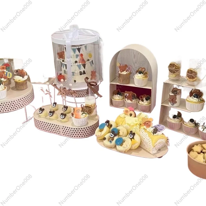 

Cream wind dessert table ornament display stand birthday cake stand wedding table cold meal tea break wrought iron snack tray