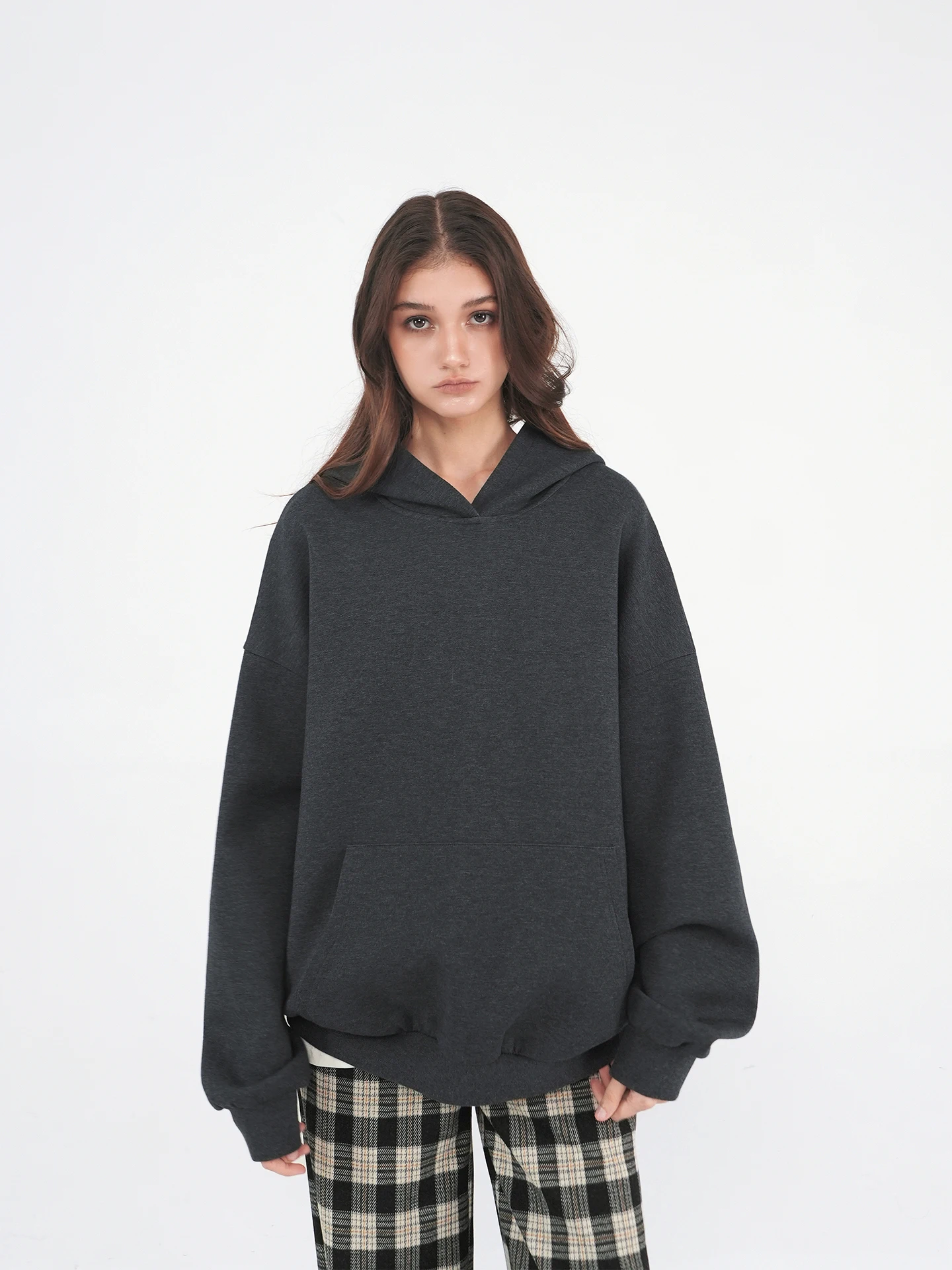 Loose Fit Hooded Sweatshirt with Back Print Jim Kennet Women's Street Style Long Sleeve Crew Neck Pullover Hoodie