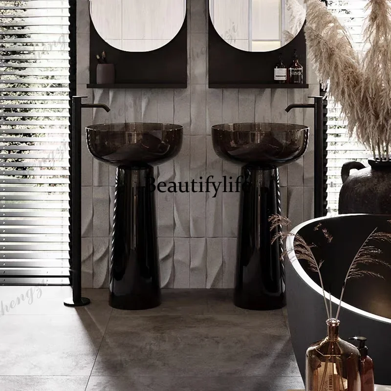 NQ52 PPP Modern minimalist style washbasin, floor standing washbasin, resin pillar basin, personalized washbasin