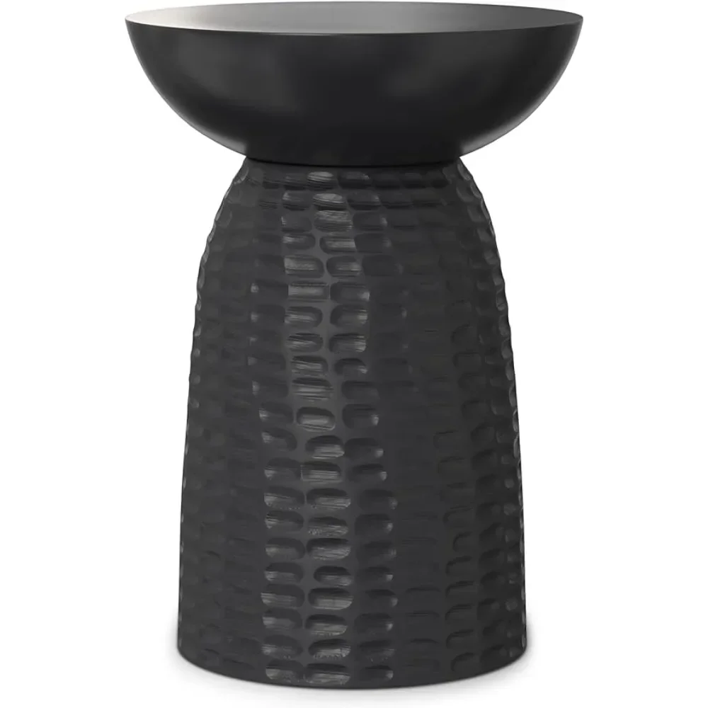 13 inch Wide Round Contemporary Wooden Accent Table in Black