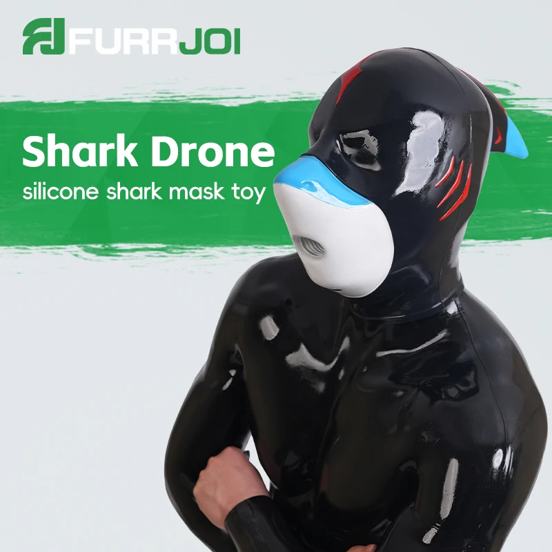 

Furrjoi Silicone Realistic Shark Drone Mask for Cosplay Costumes Pet Play Hood Furry Fetish Masken Party Headgear Halloween Cap