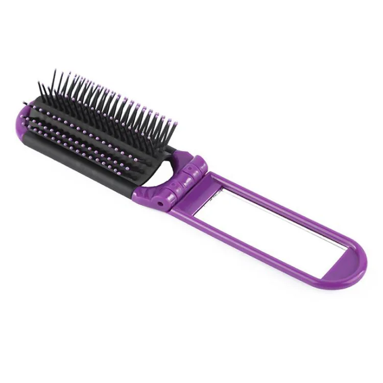 Fashion Professional Portable Travel Folding Hair Brush with Mirror Hairdressing Pocket Comb Pocket Size Purse Travel Hair Combs