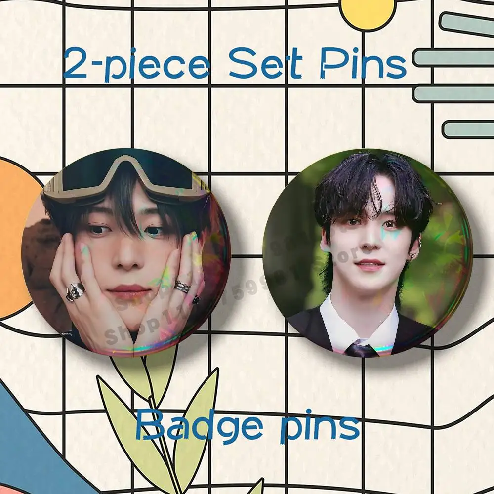 Singer Y-Yunho Brooches for Backpack Accessories 25 32 44 58 75mm Round 2-piece set Free Mix