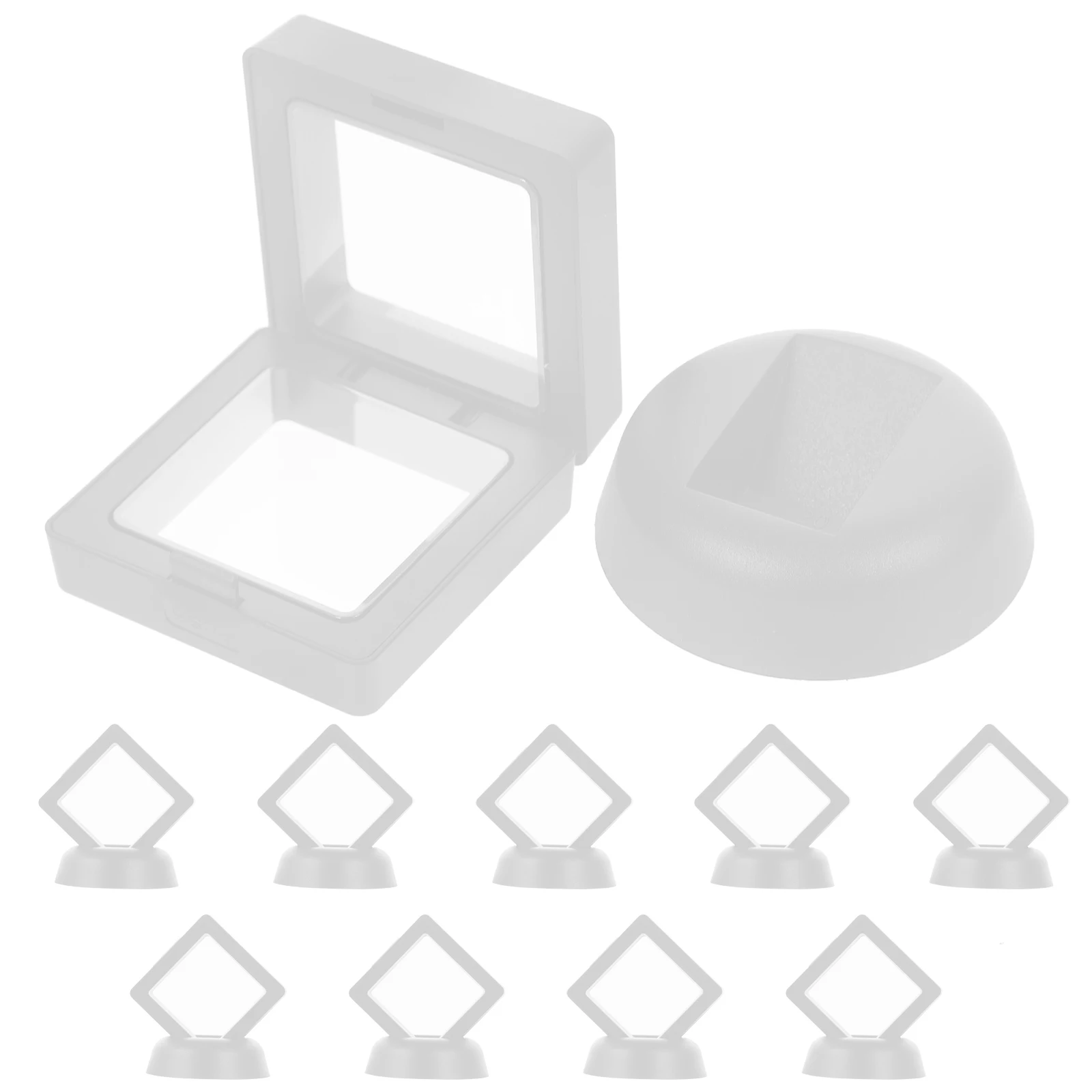 

10 set Jewelry Box 5x5cm Jewelry Holder White ABS Necklace Ring Holder Floating Case Storage Solution
