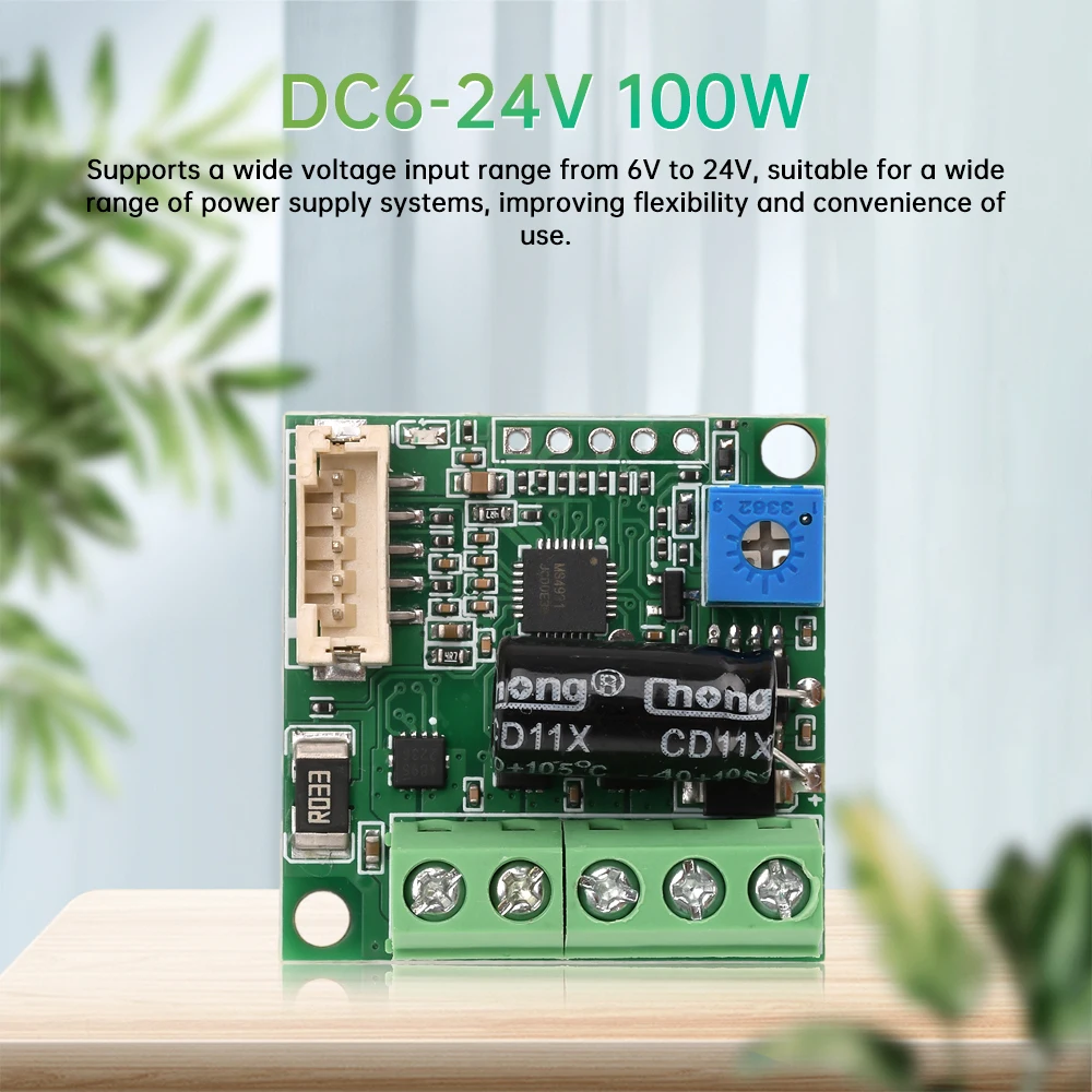 DC6-24V 100W Three-phase DC Brushless Hall Motor Drive Module PWM Motor Speed Control Module Stall Protection with Potentiometer