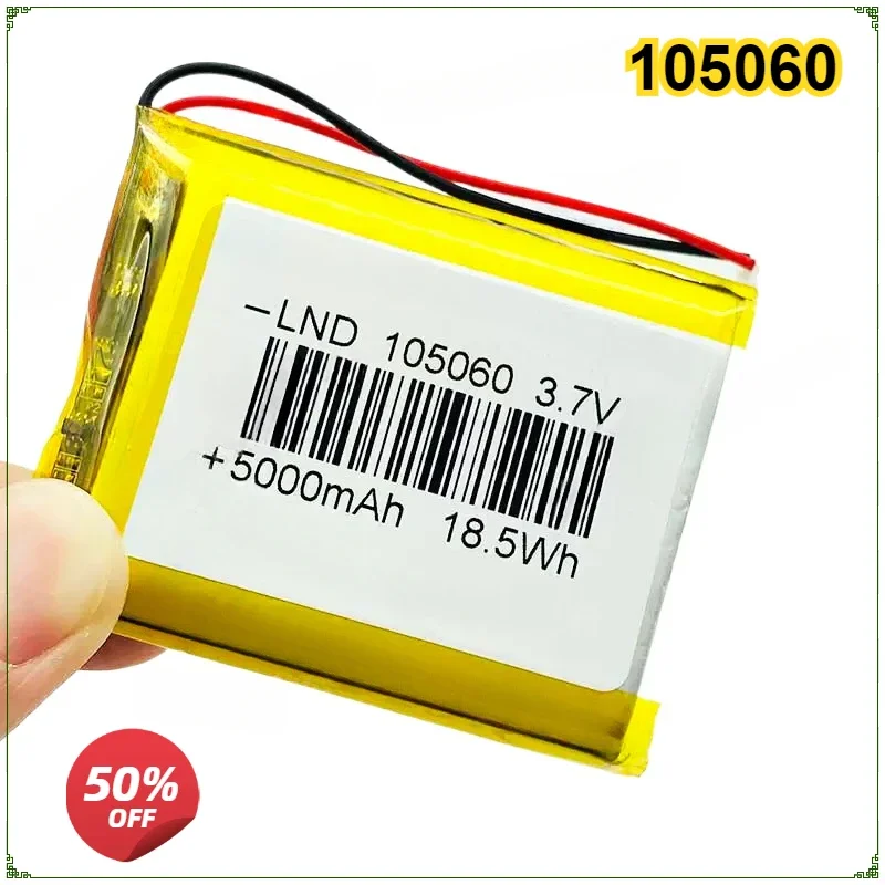 105060 3.7V 5000mAh Polymer Lithium Rechargeable Battery Power Bank  GPS Locator LED Light Universal Bateria 3.7V