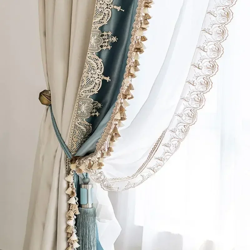 

French Luxury Blackout Curtains for Living Dining Room Bedroom Household Thickening Sunshade High Finished Light Customize