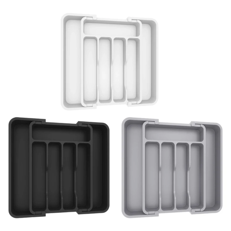 Cutlery Divider Tray for Kitchen Drawer Storage, Expandable Flatware Layout with 4 Compartment Access for Home JOMD