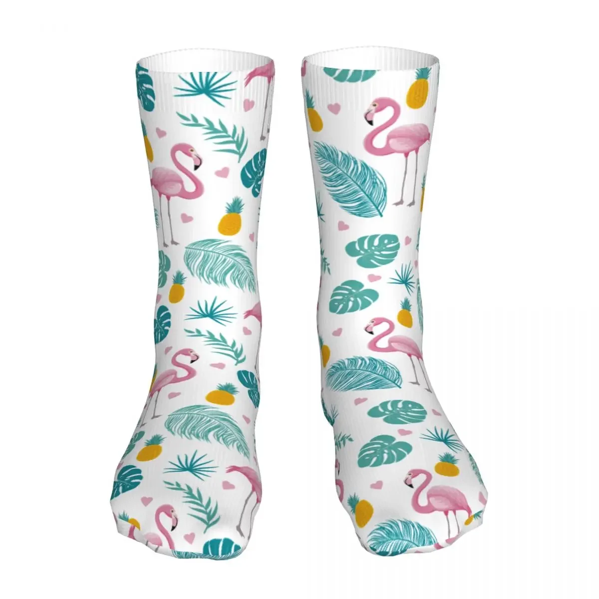 Summer Flamingo Tropical Leaves Socks Men's Women's Polyester Casual Socks Crazy Spring Summer Autumn Winter Socks Gift