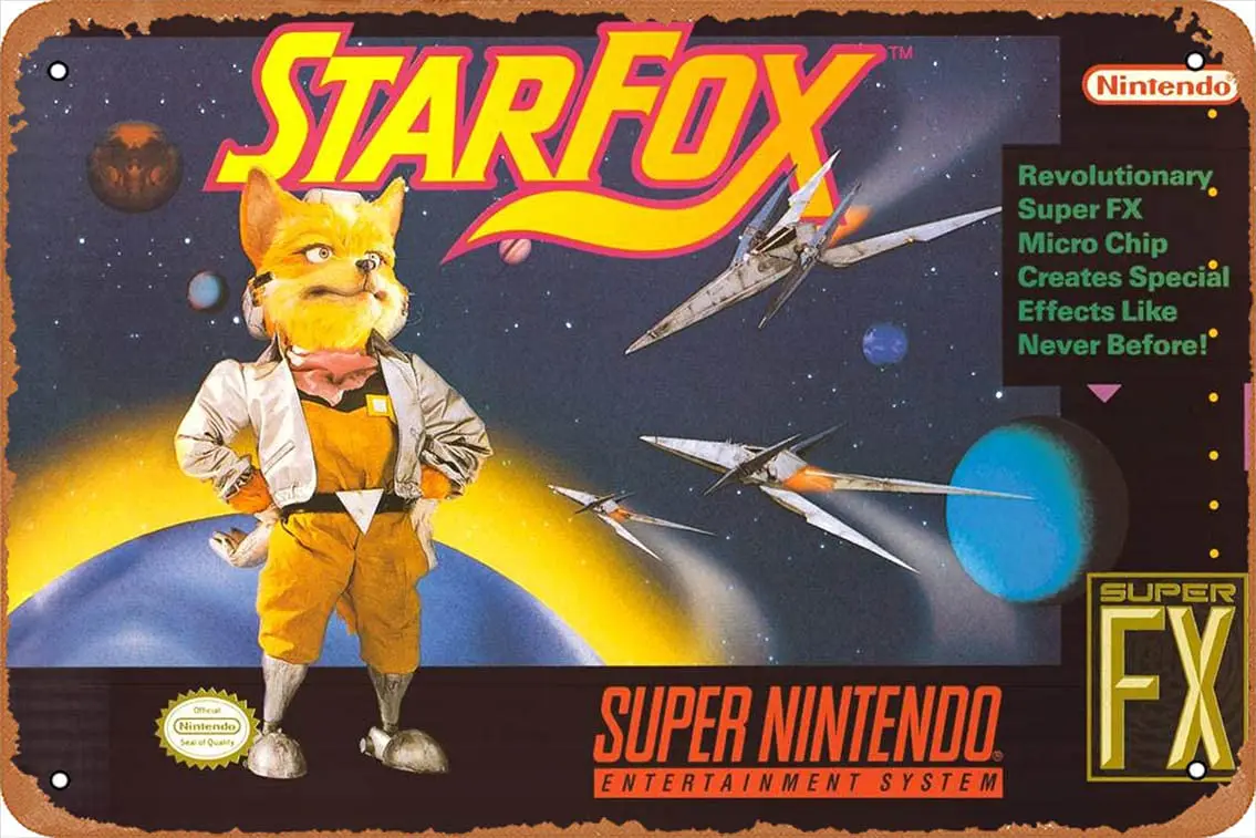 Video Game Metal Posters Star Fox SNES Video Game Tin Metal Sign 8