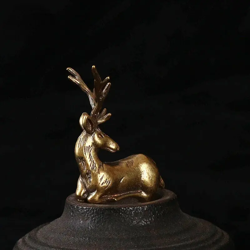 Chinese Creative Classic One Deer Peaceful Brass Deer Ornament Statue