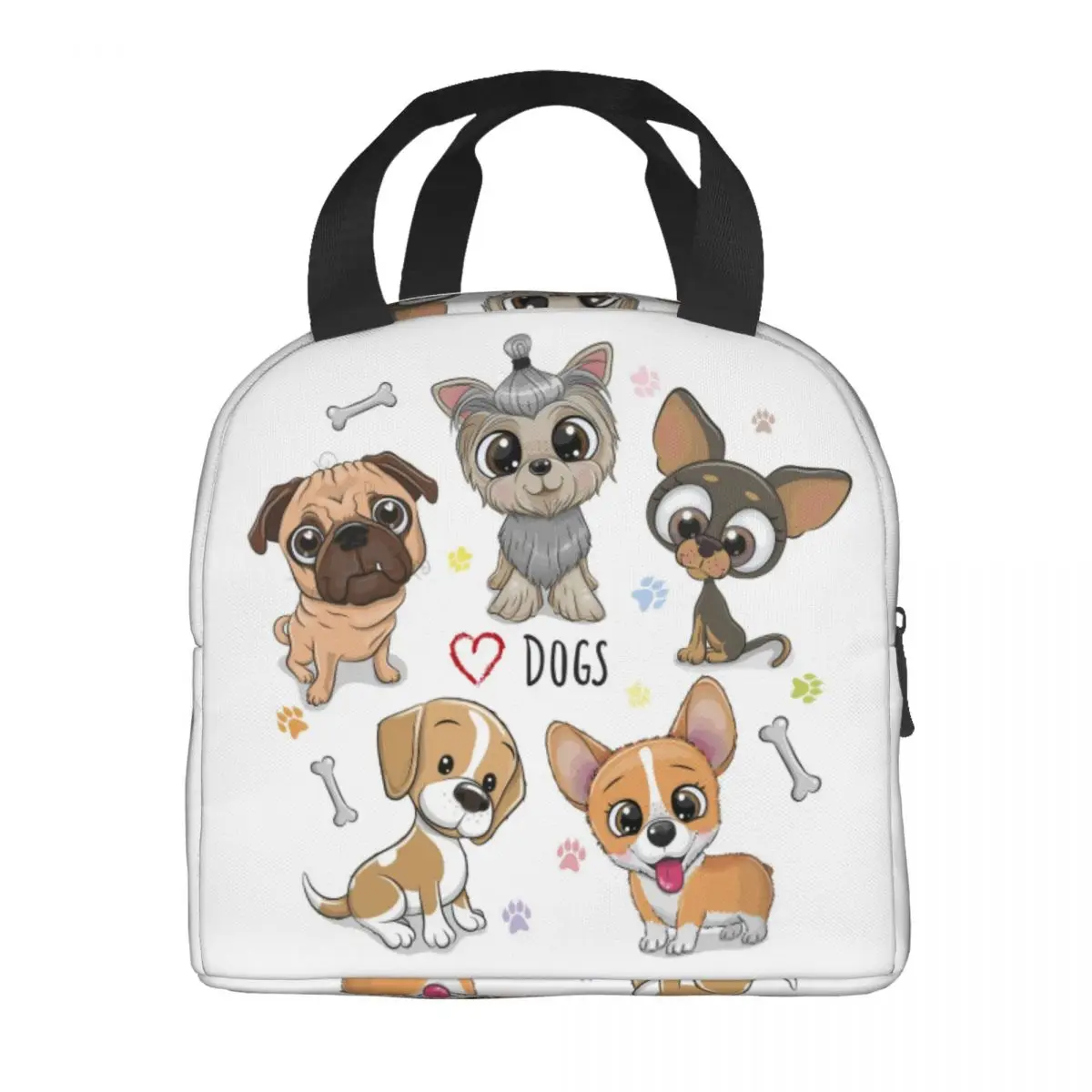 Cartoon Yorkshire Terrier Lunch Boxes for Women Cute Dogs Cooler Thermal Food Insulated Lunch Bag Kids School Children