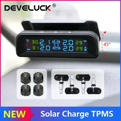 Car TPMS Tire Pressure Monitoring System LCD Display Solar Digital Clock  Tire Pressure Temperature Smart Safety Alarm System