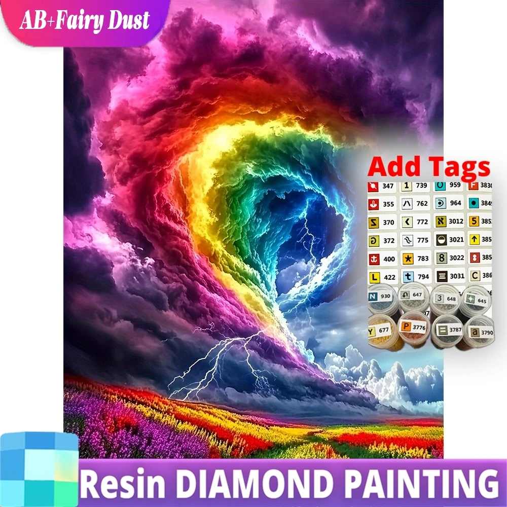 

Resin AB Fairy Dust Landscape Diamond Mosaic Sky Full Square Round Painting Flower DIY Picture Rhinestones Embroidery Handmade H