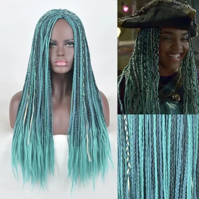 Uma Descendants Wig Descendants 2 Cosplay Costume Wigs Long Afro Braids Curly Tail Blue Hair Women Wigs Wig Cap AliExpress