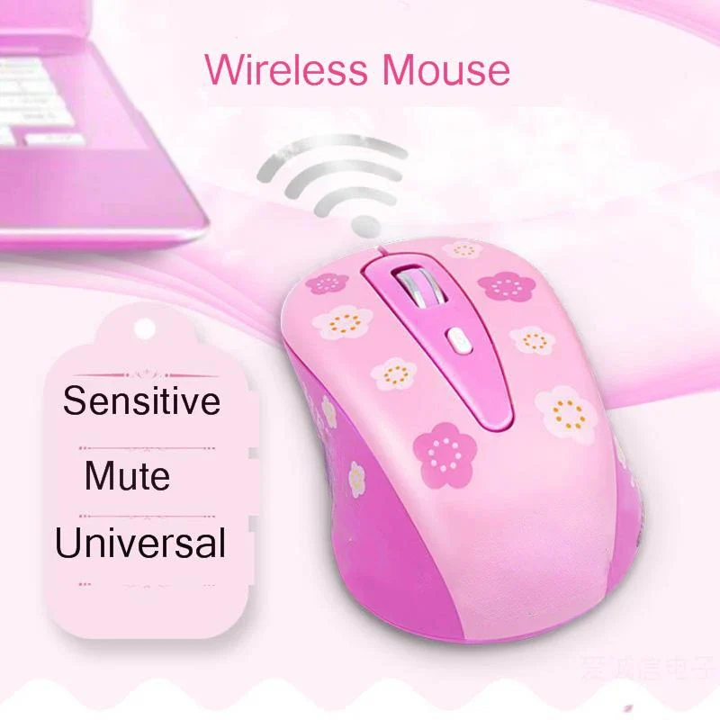 Cute Cat Pink Wireless Computer Mouse Mini Gift Mause 1600DPI PC Mouse 2.4Ghz USB Optical Laptop Mini Mice For Girl Kids Gifts