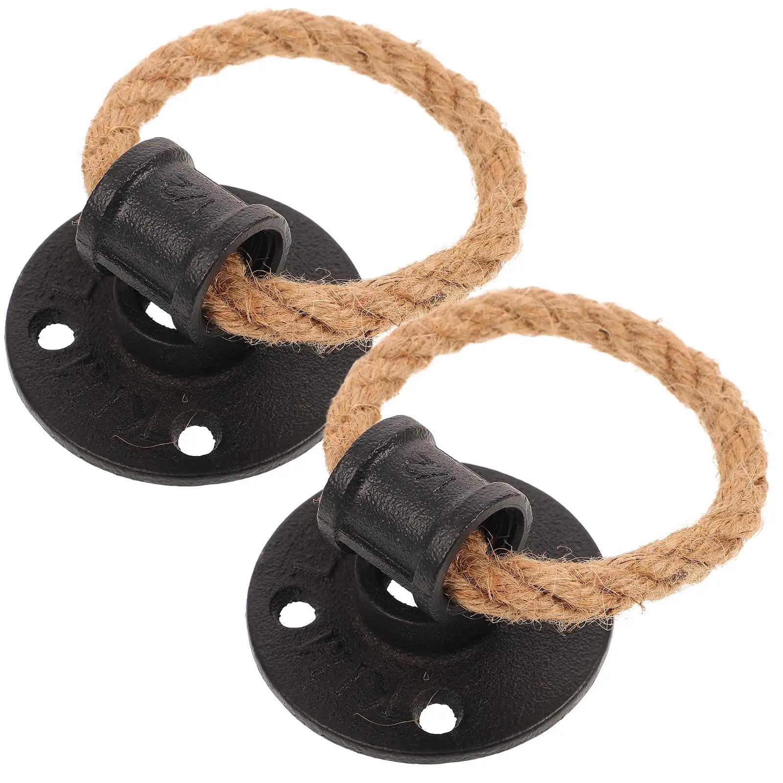 

2 Pcs Vintage Rope Iron Handles for Cabinet Door Drawer Pull Rings Black Ropes Furniture Hardware Durable